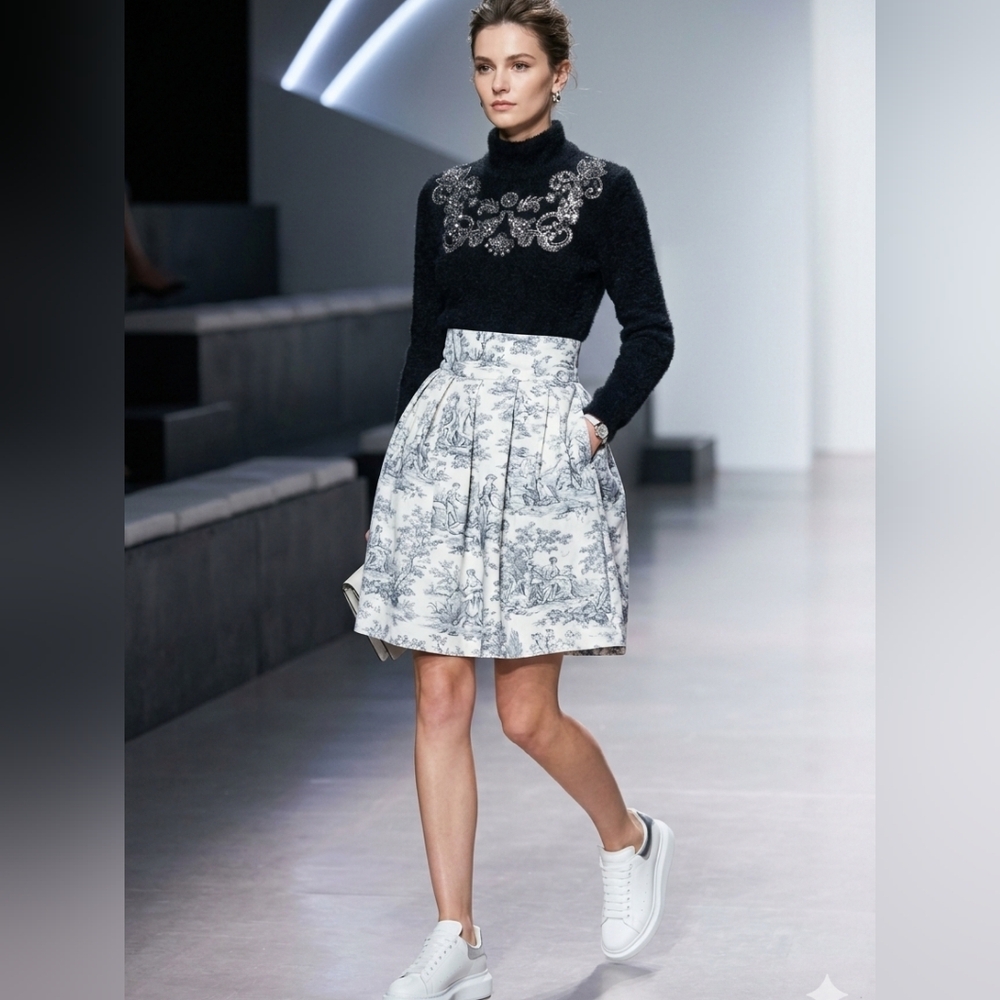 S by Serena Monochrome A-Line Skirt